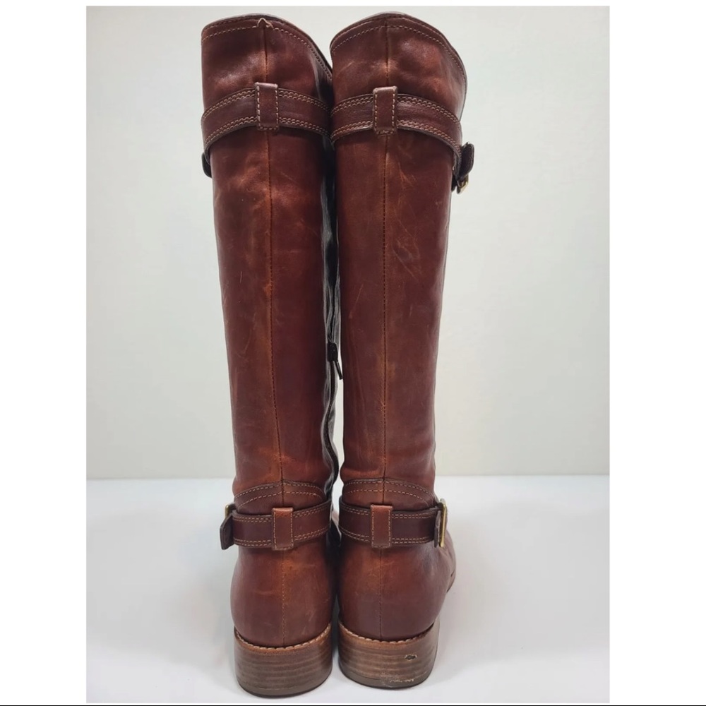 Coach Whitley Brown Leather Knee High Buckle Zip Riding Boots Women Size 7 - Picture 8 of 9